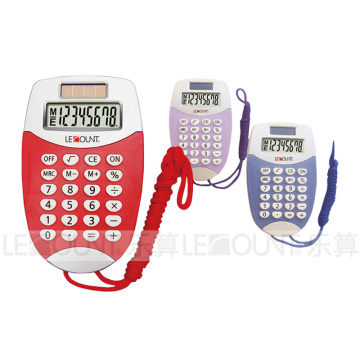 8 Digitas Display dupla Power Calculadora de bolso com cabo pendurado (LC323)